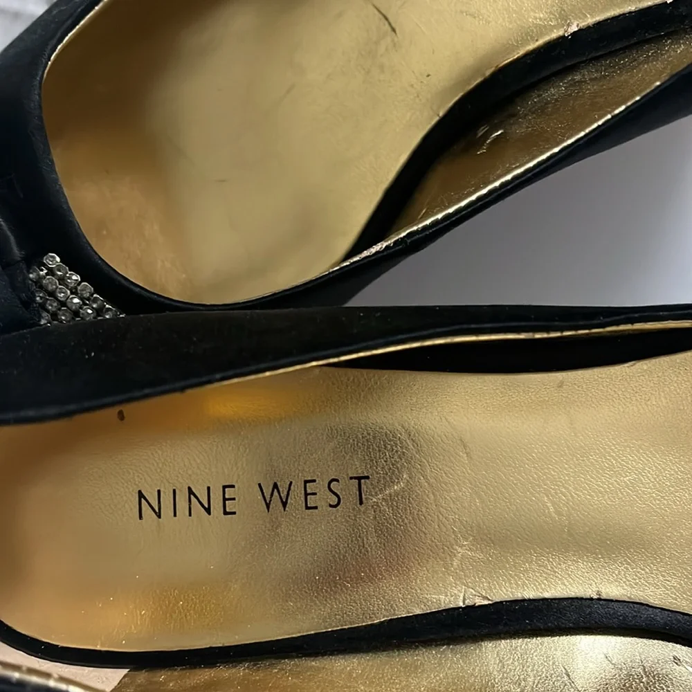 Nine West Black and Silver Heels with Rhinestone Embellishments - Picture 2 of 8